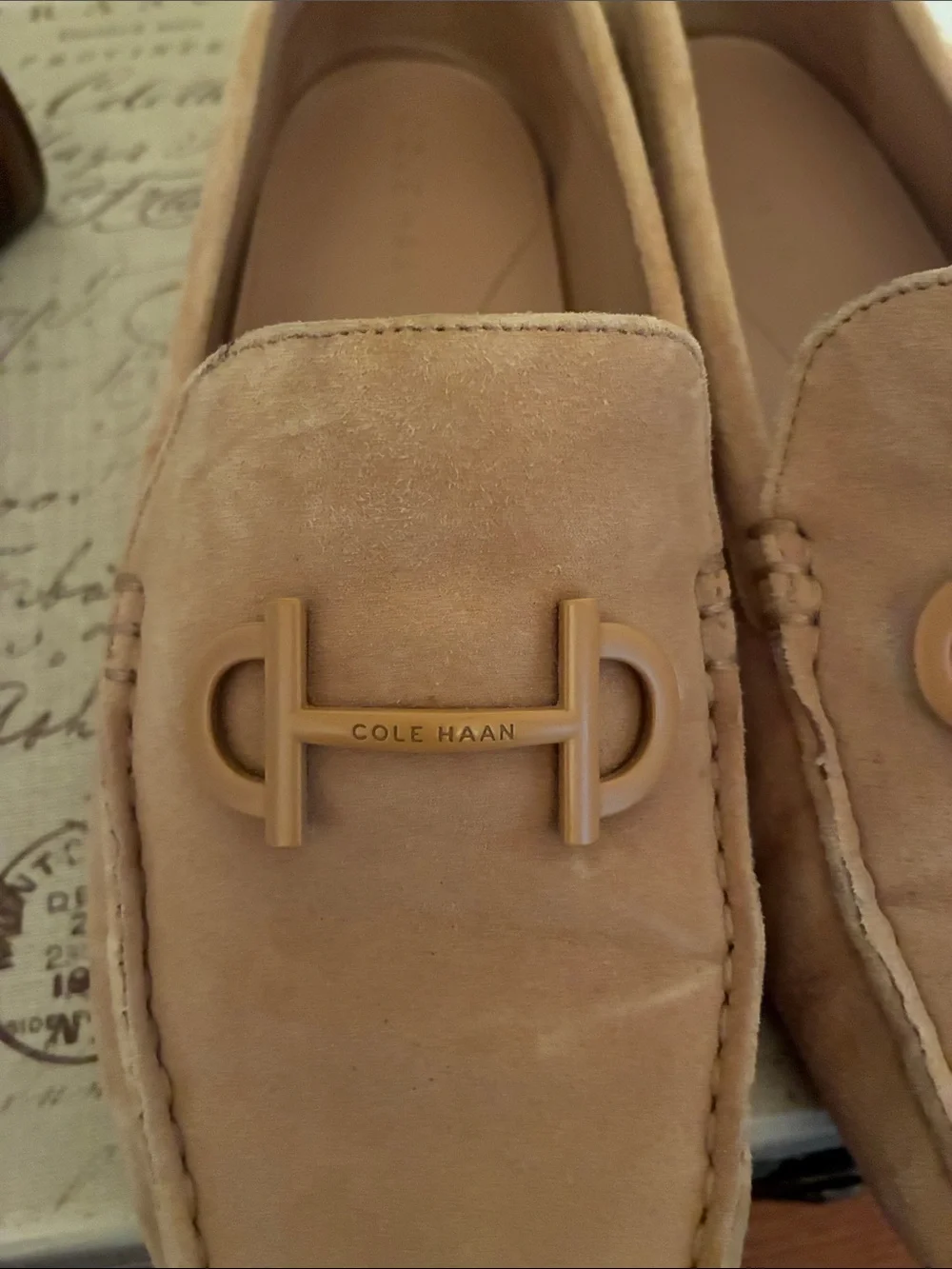 Cole Haan Tan Suede Bit-Trim Loafers